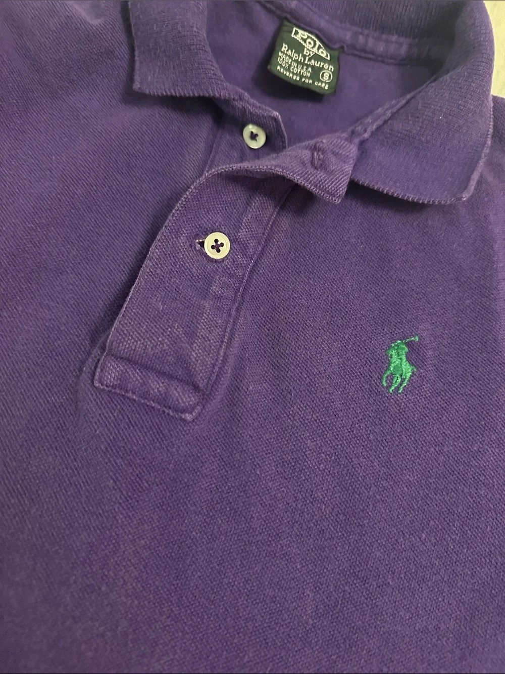 Kids EUC S Ralph Lauren Purple Short-Sleeve Polo with Green Pony